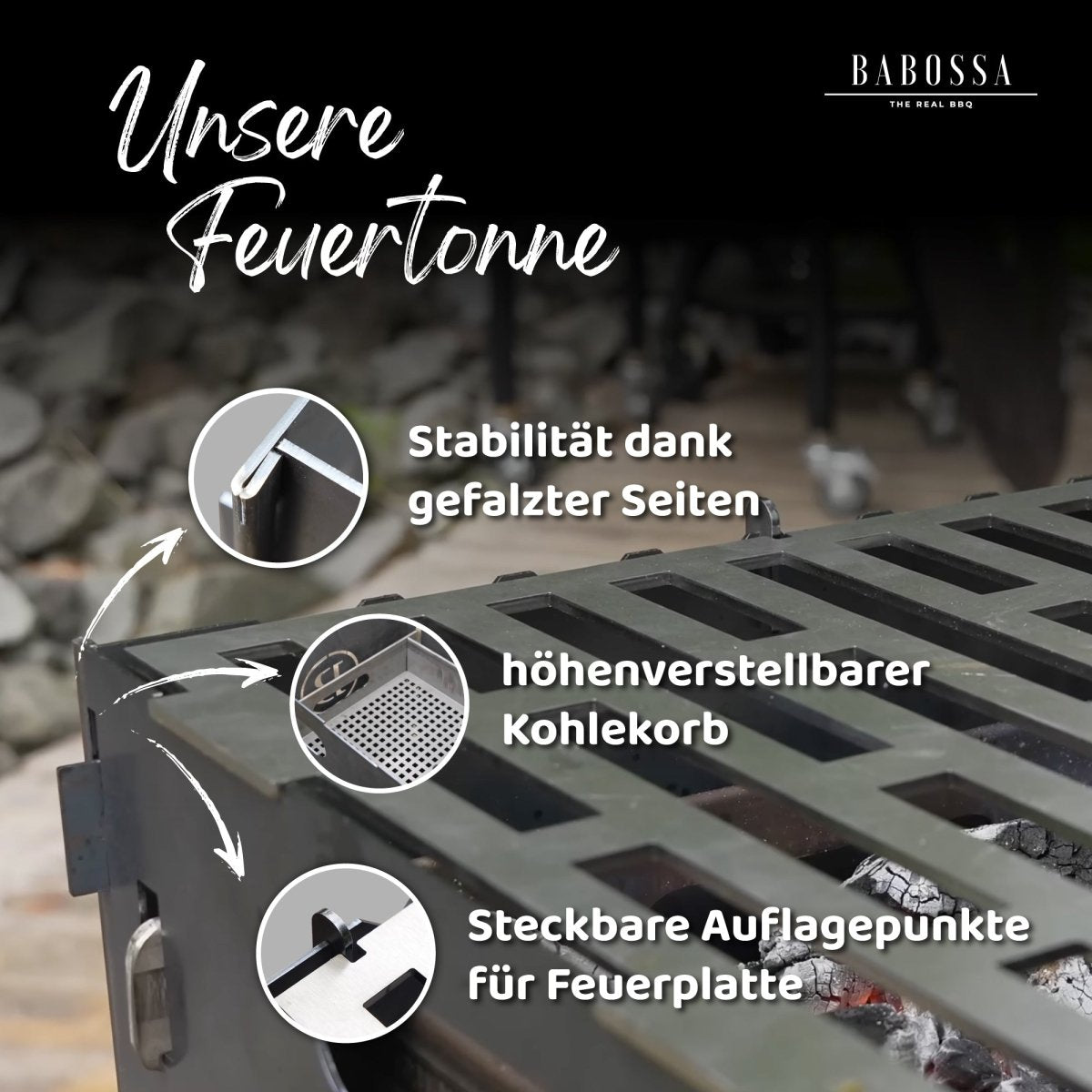 Feuertonnen Set | Premium Cortenstahl | Steckbar | Höhenverstellbar | Hitzesteuerung - BABOSSAFeuertonnen Set | Premium Cortenstahl | Steckbar | Höhenverstellbar | HitzesteuerungGrillBABOSSABABOSSA